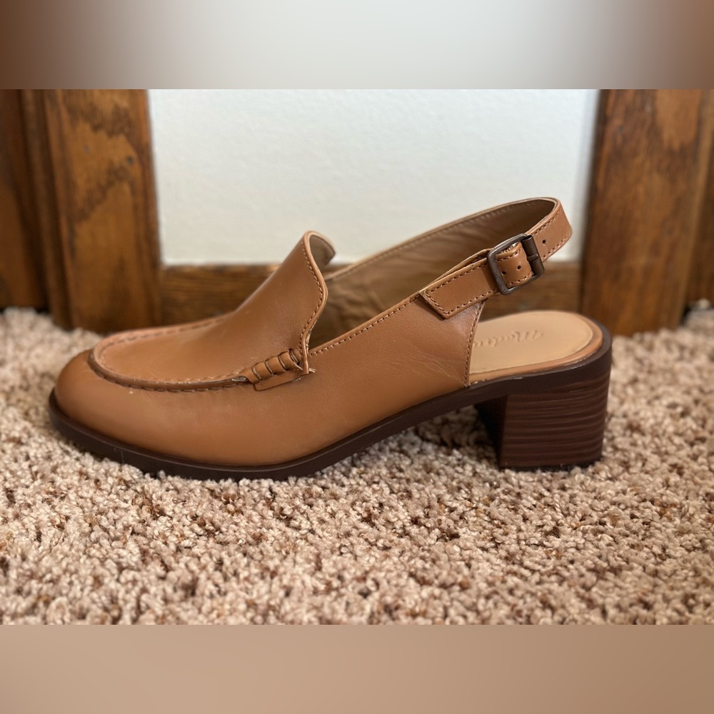 Madewell Tan Leather Slingback Loafer Heels